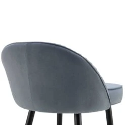 Miyae Set of 2 Light Grey Velvet Pleated Counter Stools – Gold-Tipped Black Legs -Daals Store BCH 2148 LIGHTGREY VEL 2P detail2