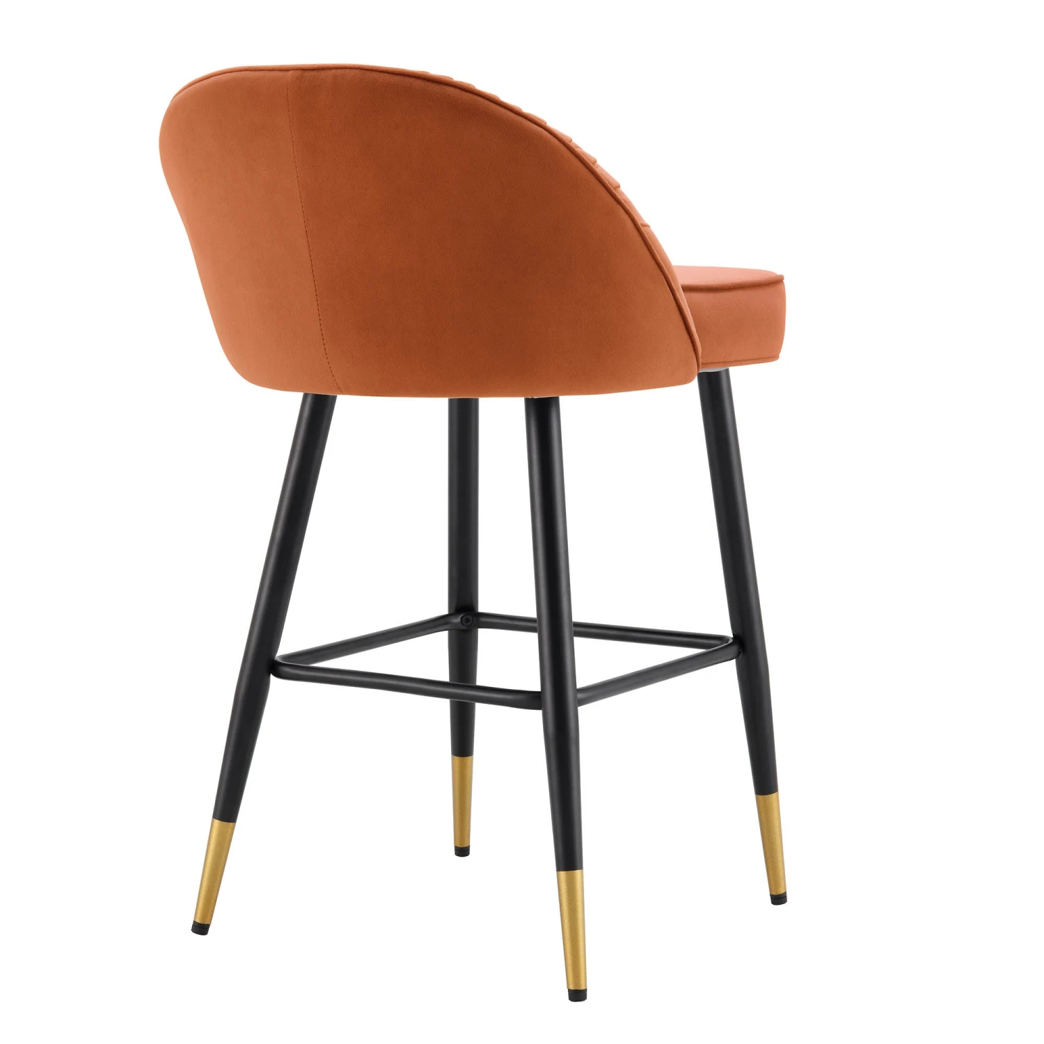 Miyae Set Of 2 Pleated Burnt Orange Velvet Upholstered Counter Stools 8 Miyae Set Of 2 Pleated Burnt Orange Velvet Upholstered Counter Stools - Image 8