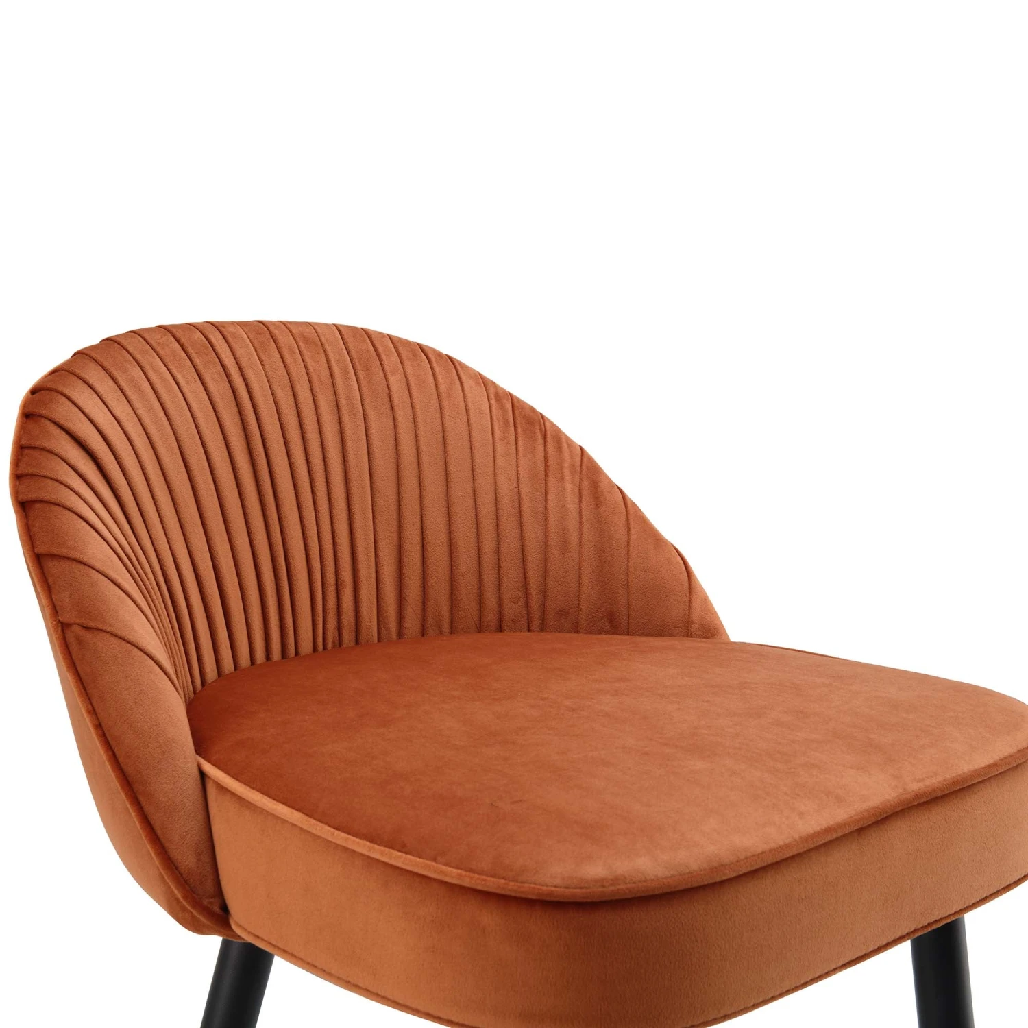 Miyae Set Of 2 Pleated Burnt Orange Velvet Upholstered Counter Stools 9 Miyae Set Of 2 Pleated Burnt Orange Velvet Upholstered Counter Stools - Image 9