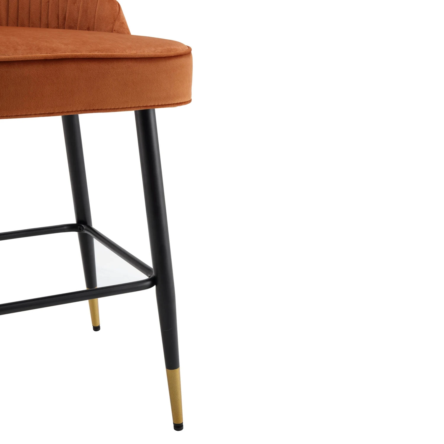 Miyae Set Of 2 Pleated Burnt Orange Velvet Upholstered Counter Stools 11 Miyae Set Of 2 Pleated Burnt Orange Velvet Upholstered Counter Stools - Image 11