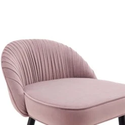 Miyae Set of 2 Pale Pink Velvet Pleated Counter Stools – Luxury Kitchen Chairs with Gold Accents -Daals Store BCH 2148 PINK VEL 2P detail1