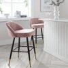 Miyae Set of 2 Pale Pink Velvet Pleated Counter Stools β Luxury Kitchen Chairs with Gold Accents 31 Miyae Set of 2 Pale Pink Velvet Pleated Counter Stools β Luxury Kitchen Chairs with Gold Accents -Daals Store BCH 2148 PINK VEL 2P main