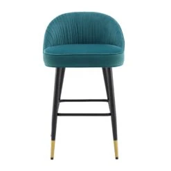 Miyae Set Of 2 Pleated Teal Velvet Upholstered Counter Stools 16 Miyae Set Of 2 Pleated Teal Velvet Upholstered Counter Stools -Daals Store BCH 2148 TEAL VEL 2P WB3