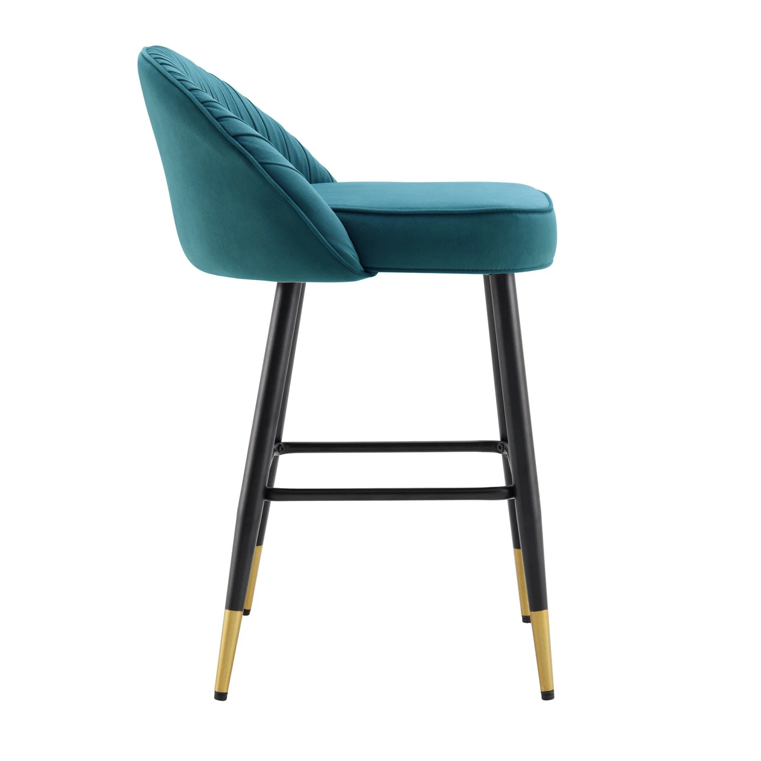 Miyae Set Of 2 Pleated Teal Velvet Upholstered Counter Stools 7 Miyae Set Of 2 Pleated Teal Velvet Upholstered Counter Stools - Image 7