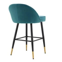 Miyae Set Of 2 Pleated Teal Velvet Upholstered Counter Stools 19 Miyae Set Of 2 Pleated Teal Velvet Upholstered Counter Stools -Daals Store BCH 2148 TEAL VEL 2P WB6