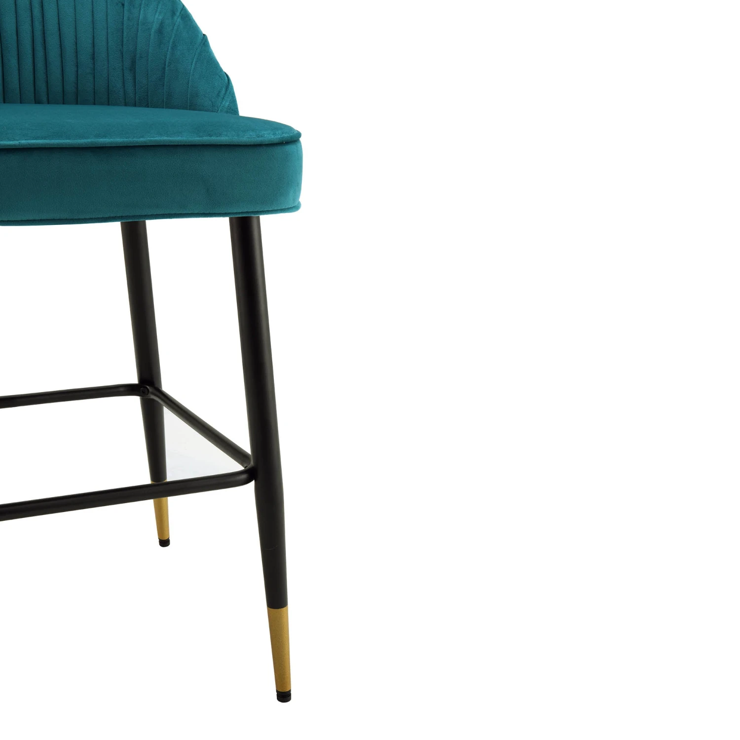 Miyae Set Of 2 Pleated Teal Velvet Upholstered Counter Stools 11 Miyae Set Of 2 Pleated Teal Velvet Upholstered Counter Stools - Image 11