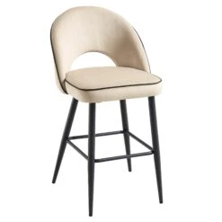 Oakley Champagne Velvet Counter Stools (Set of 2) – Curved Back with Contrast Piping -Daals Store BCH 2155 CHAMP VEL 2P WB3