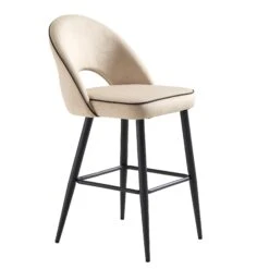 Oakley Champagne Velvet Counter Stools (Set of 2) – Curved Back with Contrast Piping -Daals Store BCH 2155 CHAMP VEL 2P WB4