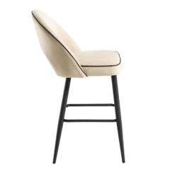 Oakley Champagne Velvet Counter Stools (Set of 2) – Curved Back with Contrast Piping -Daals Store BCH 2155 CHAMP VEL 2P WB5