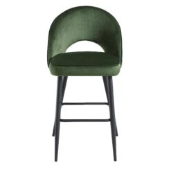Oakley Set of 2 Dark Green Velvet Counter Stools - Curved Back with Contrast Piping -Daals Store BCH 2155 DARKGREEN VEL 2P WB2