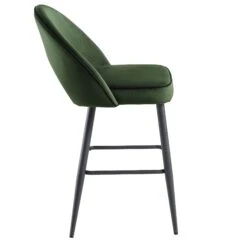 Oakley Set of 2 Dark Green Velvet Counter Stools - Curved Back with Contrast Piping -Daals Store BCH 2155 DARKGREEN VEL 2P WB5