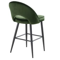 Oakley Set of 2 Dark Green Velvet Counter Stools - Curved Back with Contrast Piping -Daals Store BCH 2155 DARKGREEN VEL 2P WB6