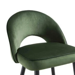 Oakley Set of 2 Dark Green Velvet Counter Stools - Curved Back with Contrast Piping -Daals Store BCH 2155 DARKGREEN VEL 2P detail1