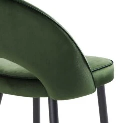Oakley Set of 2 Dark Green Velvet Counter Stools - Curved Back with Contrast Piping -Daals Store BCH 2155 DARKGREEN VEL 2P detail4