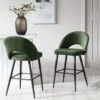 Oakley Set of 2 Dark Green Velvet Counter Stools - Curved Back with Contrast Piping -Daals Store BCH 2155 DARKGREEN VEL 2P main