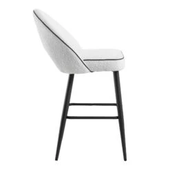 Oakley Set Of 2 White Boucle Upholstered Counter Stools With Contrast Piping -Daals Store BCH 2155 WHITE BOUCLE 2P WB5