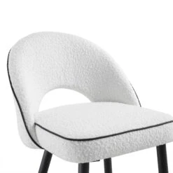 Oakley Set Of 2 White Boucle Upholstered Counter Stools With Contrast Piping -Daals Store BCH 2155 WHITE BOUCLE 2P detail1