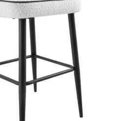 Oakley Set Of 2 White Boucle Upholstered Counter Stools With Contrast Piping -Daals Store BCH 2155 WHITE BOUCLE 2P detail3