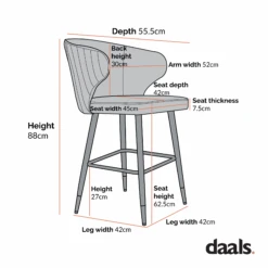 Langham Set Of 2 Teal Velvet Upholstered Carver Counter Stools 18 Langham Set Of 2 Teal Velvet Upholstered Carver Counter Stools -Daals Store BCH 2170 2P CHART 2