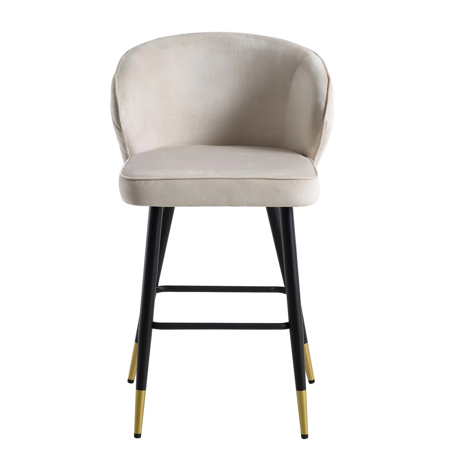 Langham Set Of 2 Champagne Velvet Upholstered Carver Counter Stools 4 Langham Set Of 2 Champagne Velvet Upholstered Carver Counter Stools - Image 4