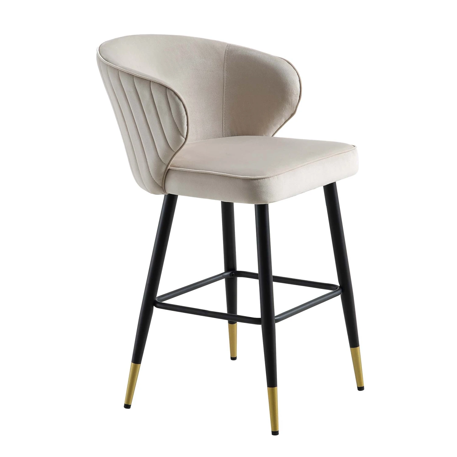 Langham Set Of 2 Champagne Velvet Upholstered Carver Counter Stools 6 Langham Set Of 2 Champagne Velvet Upholstered Carver Counter Stools - Image 6