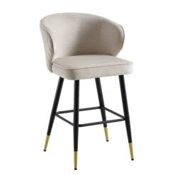 Langham Set Of 2 Champagne Velvet Upholstered Carver Counter Stools 20 Langham Set Of 2 Champagne Velvet Upholstered Carver Counter Stools -Daals Store BCH 2170 CHAMP VEL 2P WB4
