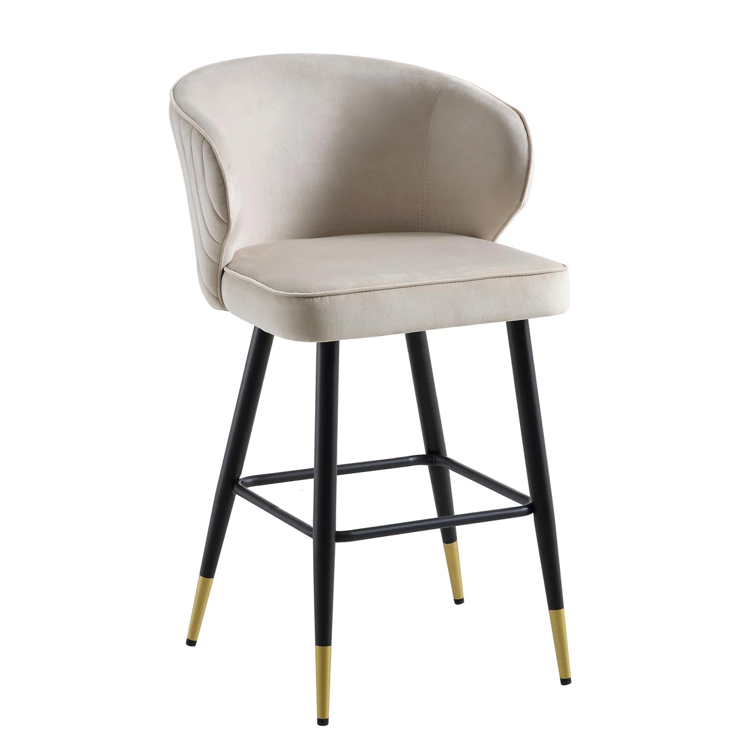 Langham Set Of 2 Champagne Velvet Upholstered Carver Counter Stools 7 Langham Set Of 2 Champagne Velvet Upholstered Carver Counter Stools - Image 7