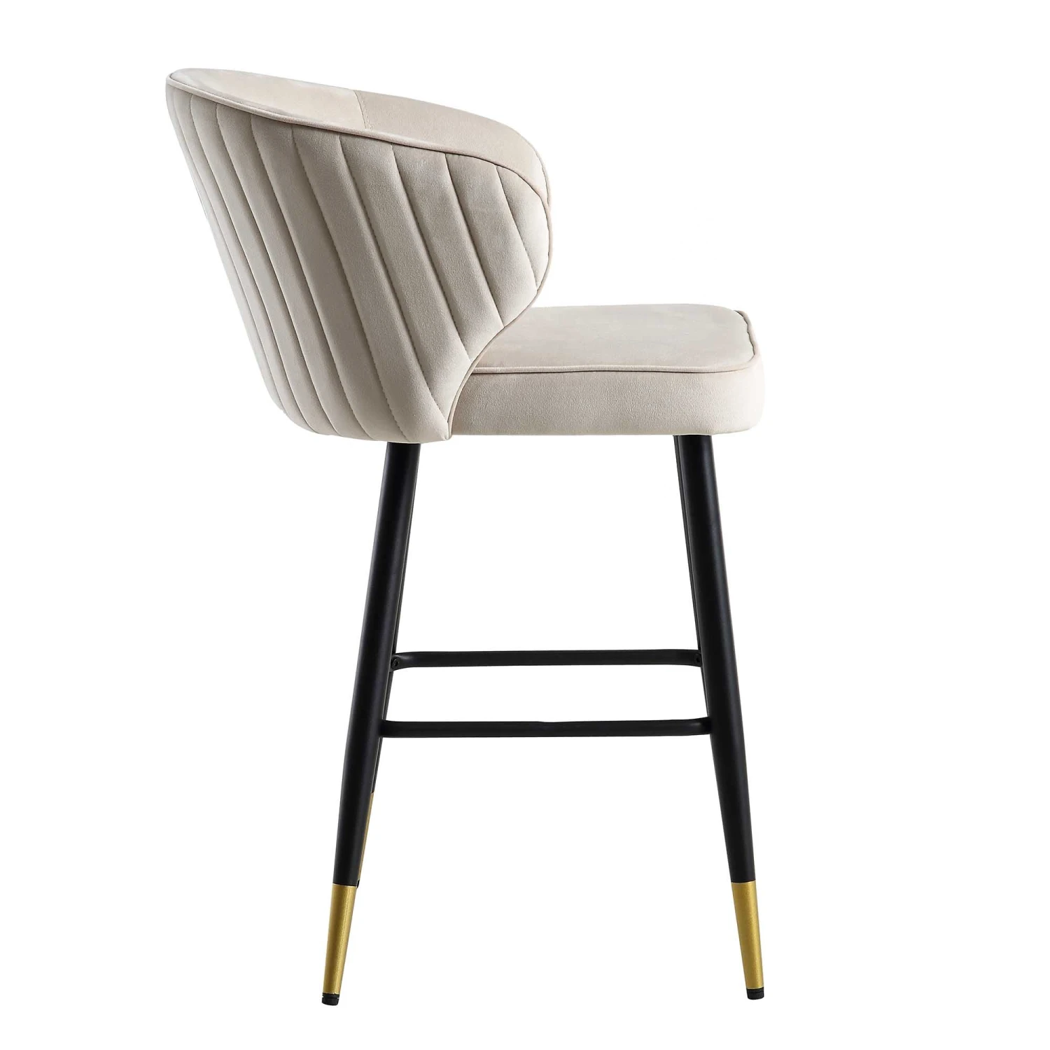 Langham Set Of 2 Champagne Velvet Upholstered Carver Counter Stools 8 Langham Set Of 2 Champagne Velvet Upholstered Carver Counter Stools - Image 8