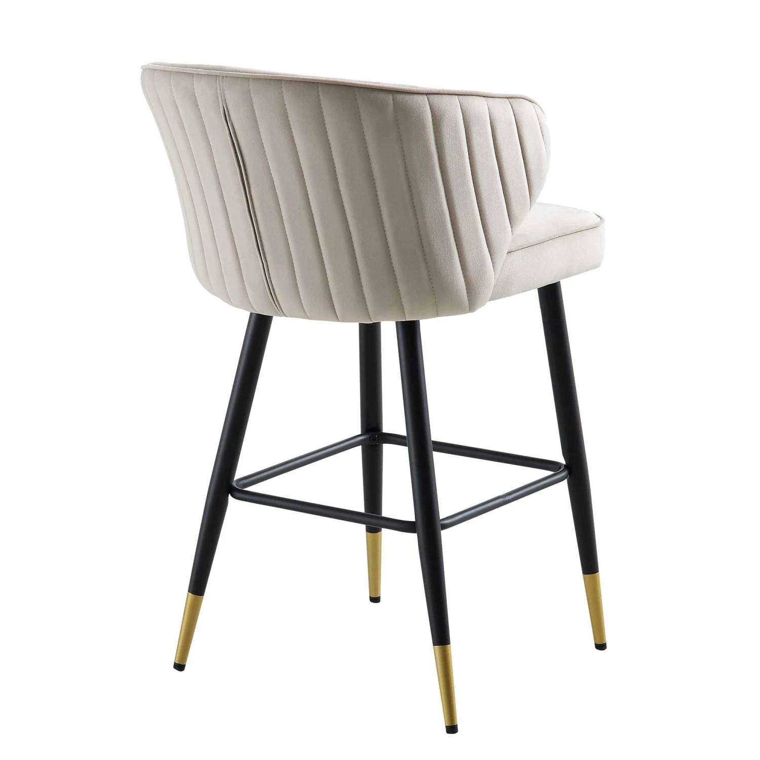 Langham Set Of 2 Champagne Velvet Upholstered Carver Counter Stools 9 Langham Set Of 2 Champagne Velvet Upholstered Carver Counter Stools - Image 9