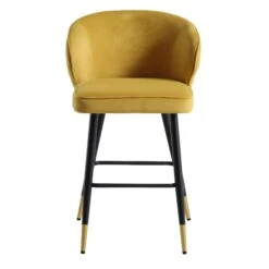 Langham Set Of 2 Mustard Velvet Upholstered Carver Counter Stools 17 Langham Set Of 2 Mustard Velvet Upholstered Carver Counter Stools -Daals Store BCH 2170 MUSTARD VEL 2P WB2