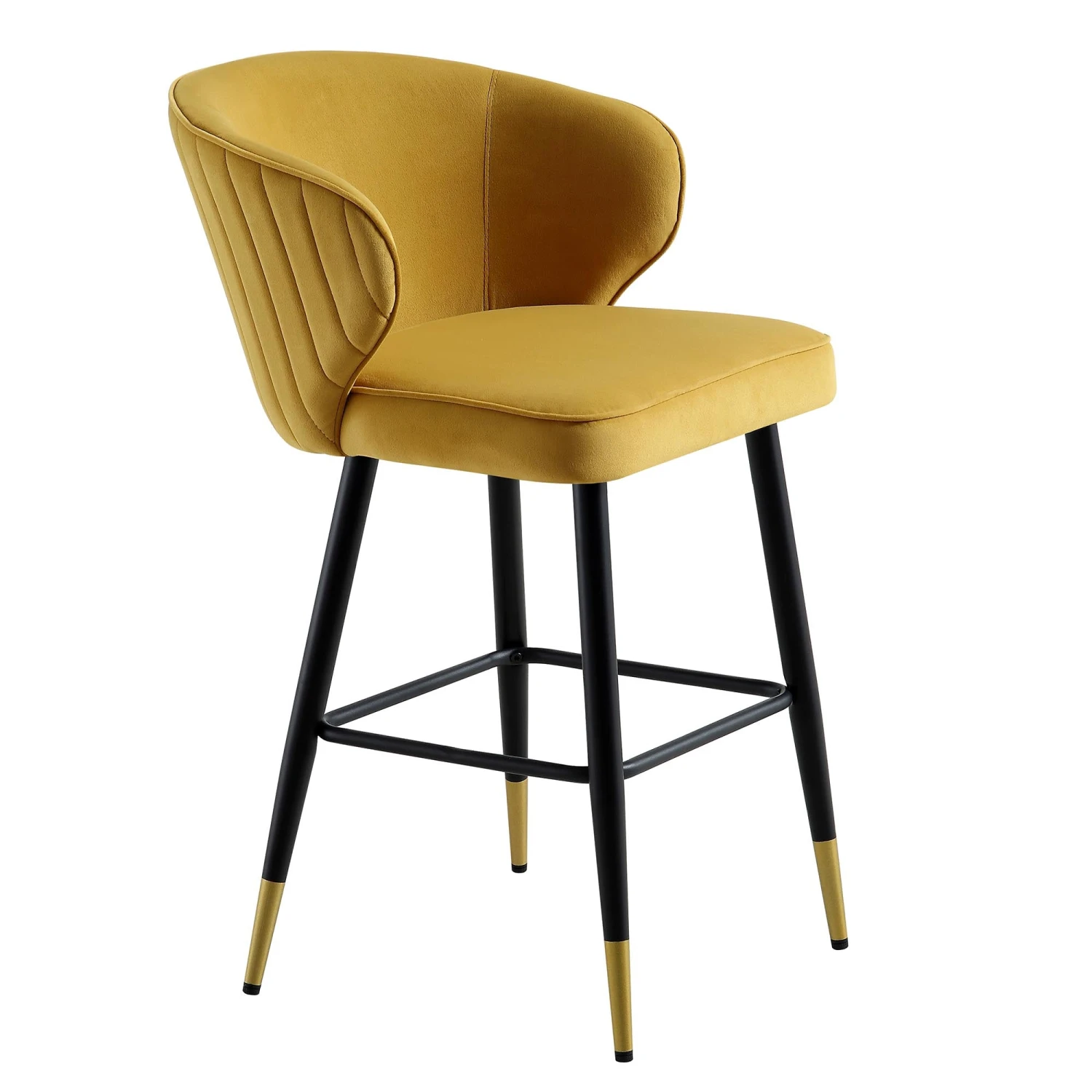 Langham Set Of 2 Mustard Velvet Upholstered Carver Counter Stools 6 Langham Set Of 2 Mustard Velvet Upholstered Carver Counter Stools - Image 6