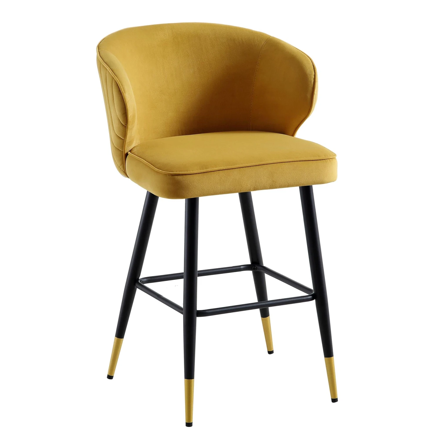 Langham Set Of 2 Mustard Velvet Upholstered Carver Counter Stools 7 Langham Set Of 2 Mustard Velvet Upholstered Carver Counter Stools - Image 7