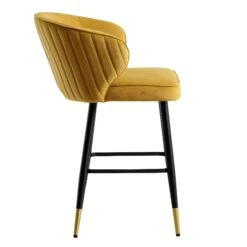 Langham Set Of 2 Mustard Velvet Upholstered Carver Counter Stools 21 Langham Set Of 2 Mustard Velvet Upholstered Carver Counter Stools -Daals Store BCH 2170 MUSTARD VEL 2P WB5