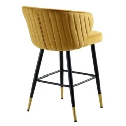 Langham Set Of 2 Mustard Velvet Upholstered Carver Counter Stools 22 Langham Set Of 2 Mustard Velvet Upholstered Carver Counter Stools -Daals Store BCH 2170 MUSTARD VEL 2P WB6