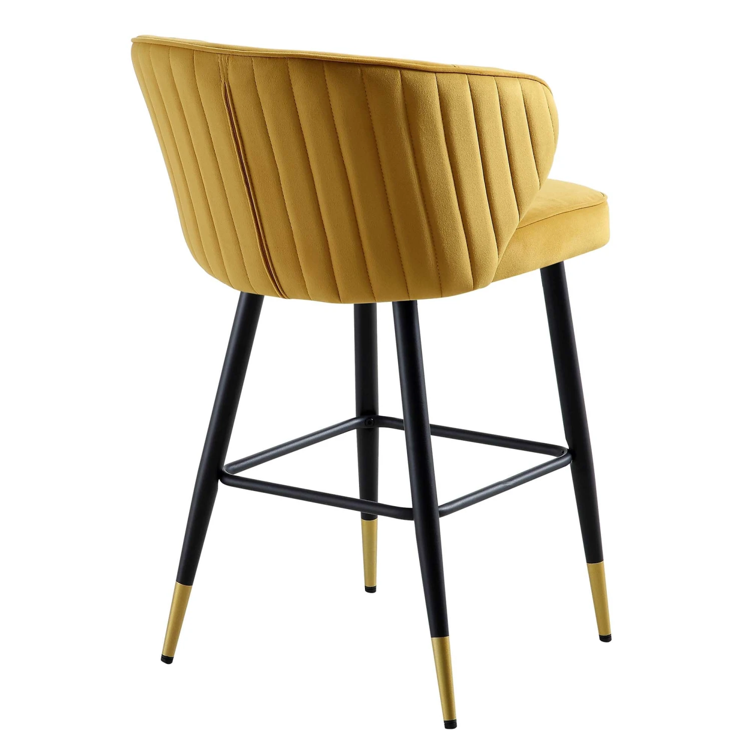 Langham Set Of 2 Mustard Velvet Upholstered Carver Counter Stools 9 Langham Set Of 2 Mustard Velvet Upholstered Carver Counter Stools - Image 9
