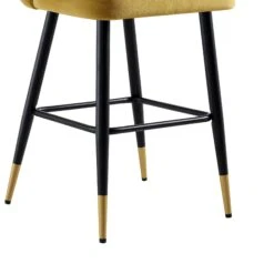 Langham Set Of 2 Mustard Velvet Upholstered Carver Counter Stools 27 Langham Set Of 2 Mustard Velvet Upholstered Carver Counter Stools -Daals Store BCH 2170 MUSTARD VEL 2P detail4