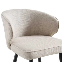 Langham Set of 2 Oatmeal Woven Fabric Carver Counter Stools - Fluted Back with Gold Tipped Legs -Daals Store BCH 2170 TAUPE WOV 2P detail1