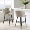 Langham Set Of 2 Oatmeal Woven Fabric Upholstered Carver Counter Stools -Daals Store BCH 2170 TAUPE WOV 2P main