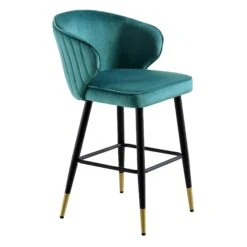Langham Set Of 2 Teal Velvet Upholstered Carver Counter Stools 19 Langham Set Of 2 Teal Velvet Upholstered Carver Counter Stools -Daals Store BCH 2170 TEAL VEL 2P WB3
