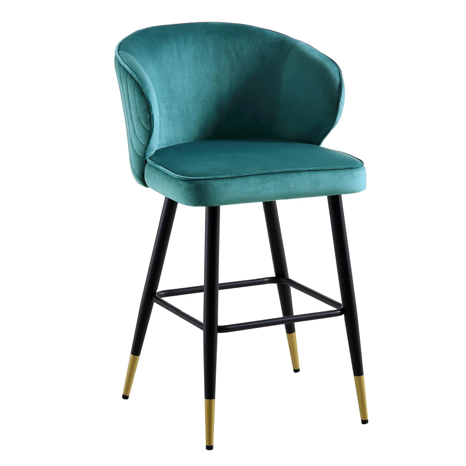 Langham Set Of 2 Teal Velvet Upholstered Carver Counter Stools 7 Langham Set Of 2 Teal Velvet Upholstered Carver Counter Stools - Image 7