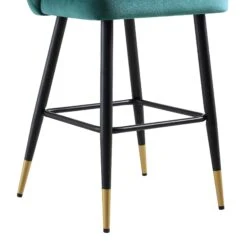 Langham Set Of 2 Teal Velvet Upholstered Carver Counter Stools 27 Langham Set Of 2 Teal Velvet Upholstered Carver Counter Stools -Daals Store BCH 2170 TEAL VEL 2P detail4