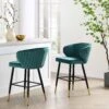 Langham Set Of 2 Teal Velvet Upholstered Carver Counter Stools 24 Langham Set Of 2 Teal Velvet Upholstered Carver Counter Stools -Daals Store BCH 2170 TEAL VEL 2P main