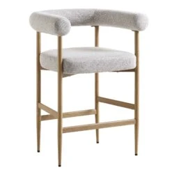 Fulbourn Beige Woven Counter Stool – Tubular Wrap-Around Back with Natural Wood Effect Legs -Daals Store BCH 2171 BEIGE WOV NAT WB2