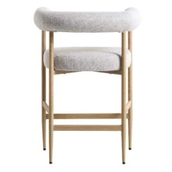 Fulbourn Beige Woven Counter Stool – Tubular Wrap-Around Back with Natural Wood Effect Legs -Daals Store BCH 2171 BEIGE WOV NAT WB5
