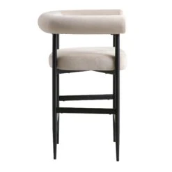 Fulbourn Champagne Velvet Counter Stool with Matte Black Legs – Tubular Wrap-Around Design -Daals Store BCH 2171 CHAMP VEL BLACK WB3