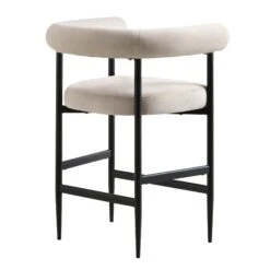 Fulbourn Champagne Velvet Counter Stool with Matte Black Legs – Tubular Wrap-Around Design -Daals Store BCH 2171 CHAMP VEL BLACK WB4