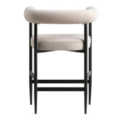 Fulbourn Champagne Velvet Counter Stool with Matte Black Legs – Tubular Wrap-Around Design -Daals Store BCH 2171 CHAMP VEL BLACK WB5