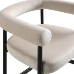 Fulbourn Champagne Velvet Counter Stool with Matte Black Legs – Tubular Wrap-Around Design -Daals Store BCH 2171 CHAMP VEL BLACK detail1