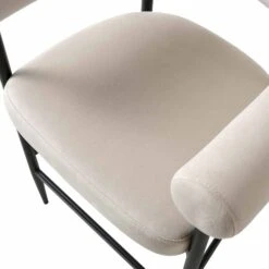 Fulbourn Champagne Velvet Counter Stool with Matte Black Legs – Tubular Wrap-Around Design -Daals Store BCH 2171 CHAMP VEL BLACK detail2