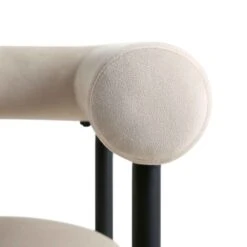 Fulbourn Champagne Velvet Counter Stool with Matte Black Legs – Tubular Wrap-Around Design -Daals Store BCH 2171 CHAMP VEL BLACK detail3